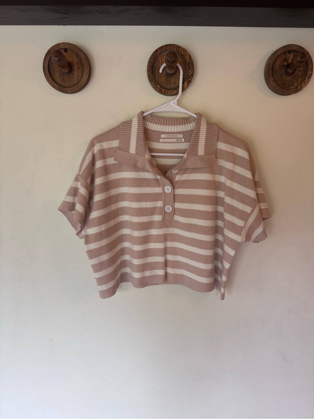 Anthropologie Striped knit Polo Crop Top size small
